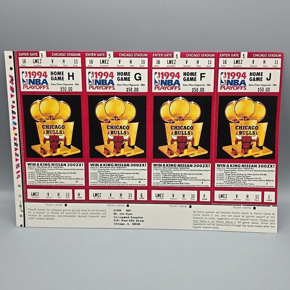 1994 Chicago‎ Bulls Ticket Book 10 Playoff Ticket NBA RARE Jordan 90s Pippen